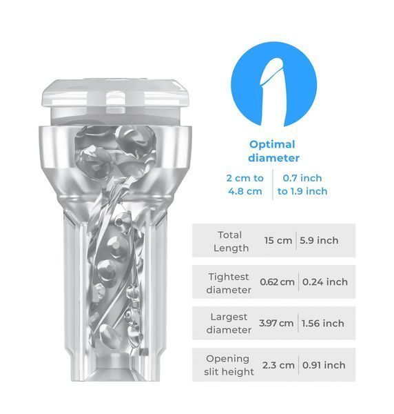 Мастурбатор Kiiroo Feel Pocket Crystal, сумісний з інтерактивною насадкою PowerBlow SX2239 фото