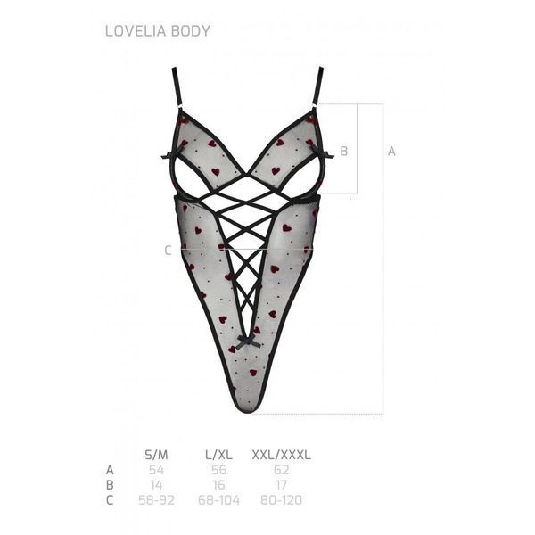 Еротичний боді з малюнком Passion LOVELIA BODY S/M, black SO4754 фото