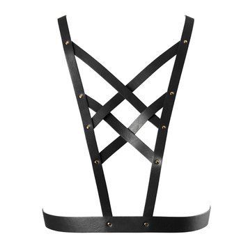 Портупея из экокожи Bijoux Indiscrets Maze &ndash; Cross Cleavage Harness Black SO5915 фото