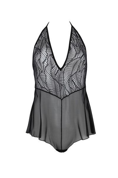Боді Passion LEAFA BODY black, XXL/XXXL на зав'язках, м'яка чашка, низ у вигляді шортиків SX0502 фото
