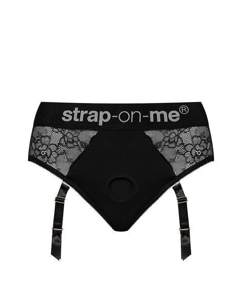 Кружевные трусы для страпона с подвязками для чулок Strap-On-Me DIVA HARNESS - XS SX2280 фото