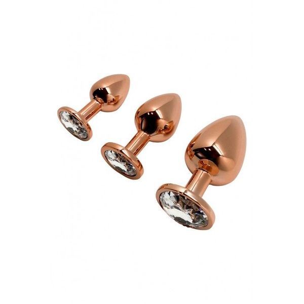 Металева анальна пробка Wooomy Tralalo Rose Gold Metal Plug Size L, діаметр 4 см, довжина 9 см SO7426 фото