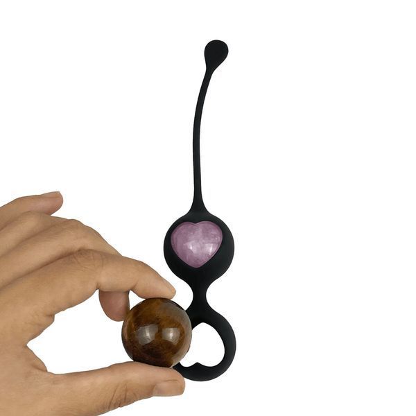Вагинальные шарики Adrien Lastic Harmony Stones, полудрагоценные камни, диаметр 3 см, 2 держателя SX1272 фото