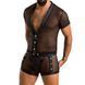Комплект сетчатого мужского белья Passion 052 SET MICHAEL L/XL black, рубашка, боксеры, заклепки SO7624 фото 1
