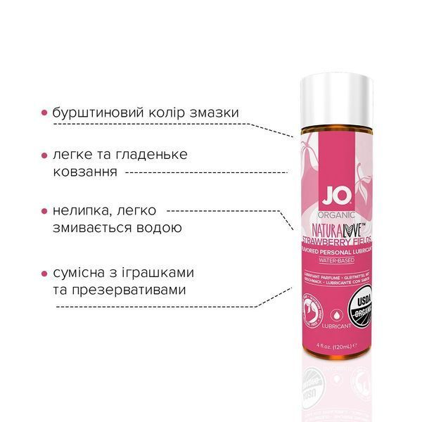 Распродажа!!! Смазка на водной основе JO NATURALOVE Strawberry (120мл) (cрок 01.08.2024) SO1662-R фото