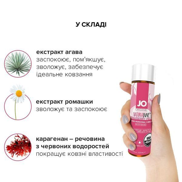 Распродажа!!! Смазка на водной основе JO NATURALOVE Strawberry (120мл) (cрок 01.08.2024) SO1662-R фото
