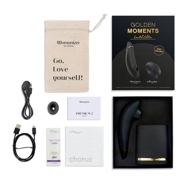 Преміальний подарунковий набір Golden Moments: Womanizer Premium та We-Vibe Chorus Black SX2518 фото