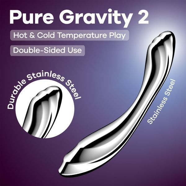 Металевий дилдо Satisfyer Pure Gravity 2, двосторонній, можна нагрівати й охолоджувати, дуже важкий SX3254 фото