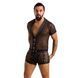 Комплект сетчатого мужского белья Passion 052 SET MICHAEL XXL/XXXL black, рубашка, боксеры, заклепки SO7626 фото 3