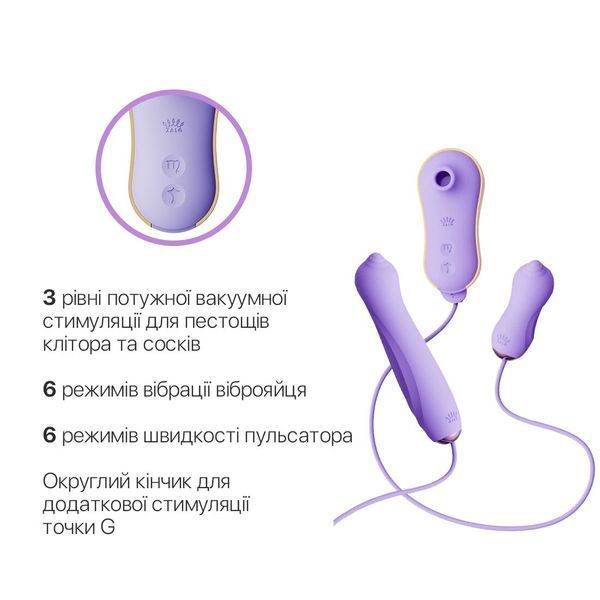 Набір 3в1 Zalo &ndash; UNICORN Set Violet, віброяйце, пульсатор, вакуумний стимулятор SO6688 фото