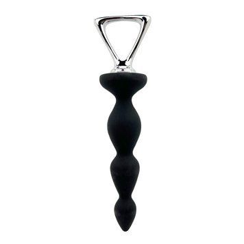 Анальний ланцюжок Adrien Lastic Arrow II, чорний, силіконовий, гнучкий, з металевою ручкою, діаметр 3,2 см SX0805 фото