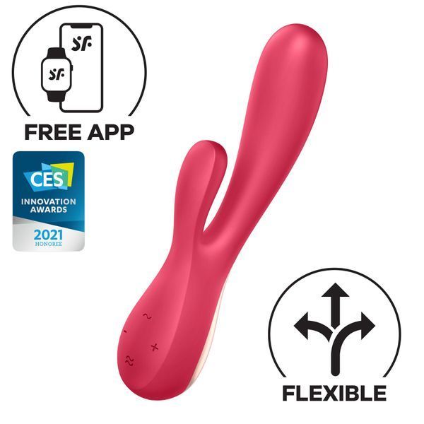 Смарт вибратор-кролик Satisfyer Mono Flex Red, 2 мотора, управление через интернет SO3900 фото