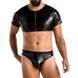 Комплект мужского белья под латекс Passion 057 SET PETER L/XL Black, кроп-топ, стринги SO7633 фото 1