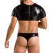 Комплект чоловічої білизни під латекс Passion 057 SET PETER XXL/XXXL Black, кроп-топ, стринги SO7635 фото 2