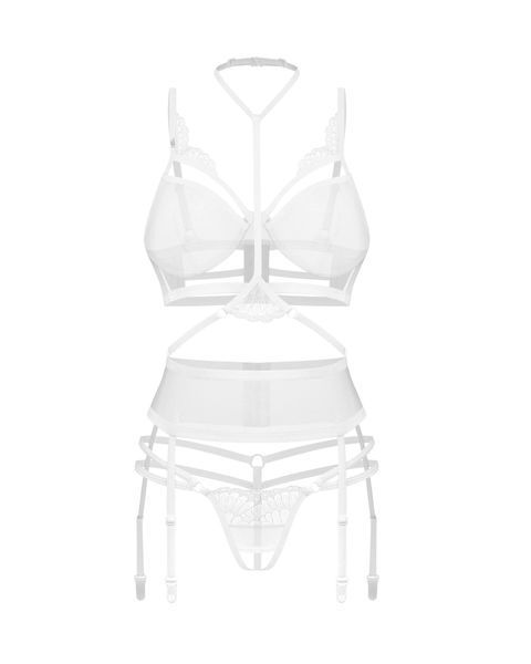 Комплект Obsessive Premisis White 3-pcs crotchless set S/M SX3118 фото