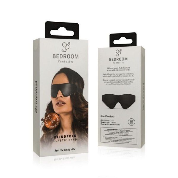 Маска Bedroom Fantasies: Faux Leather Blindfold, черная SO8824 фото