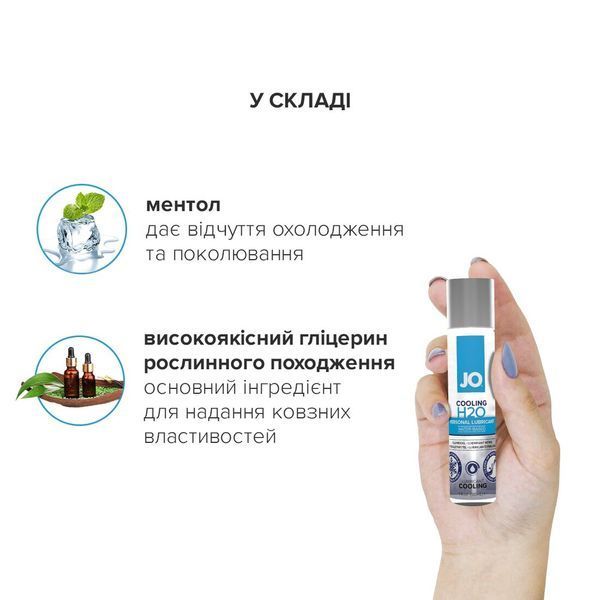 Охлаждающая смазка на водной основе JO H2O COOLING (30 мл) с ментолом, растительный глицерин SO1450 фото