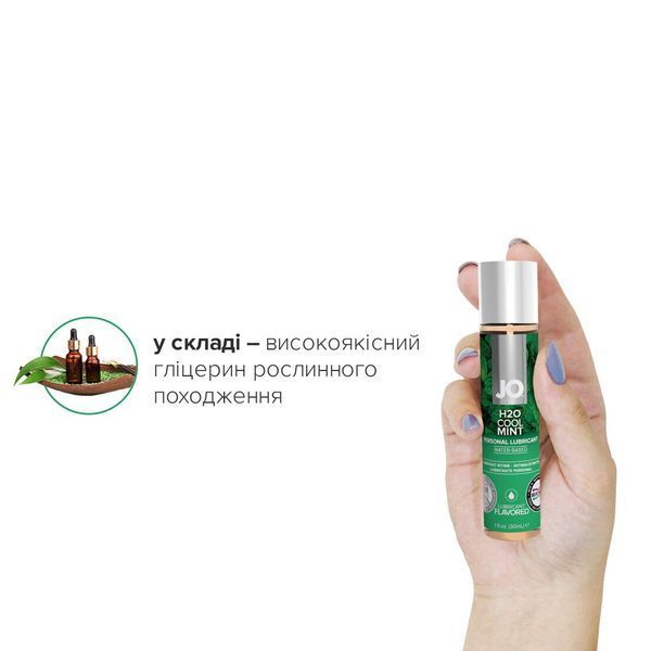 Змазка на водній основі JO H2O &mdash; Cool Mint (30 мл) без цукру, рослинний гліцерин SO1625 фото