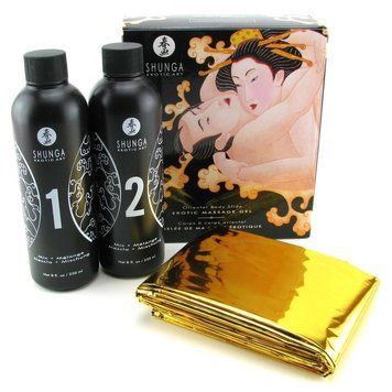 Гель для NURU массажа Shunga Oriental Body-to-Body &ndash; Melon Mango (2 x 225 мл) плюс простыня SO2553 фото