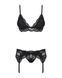 Кружевной комплект белья Obsessive 810-SEG-1 S/M Black, бюстгальтер, стринги, пояс для чулок SO7163 фото 5