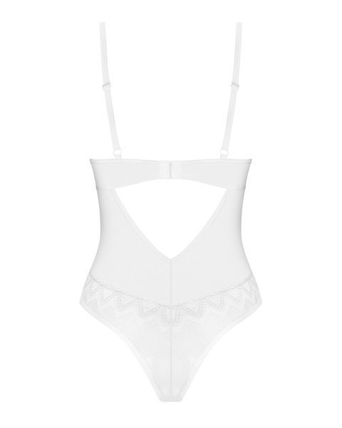 Боді Obsessive Alissium Teddy White, M/L, ліф з м&rsquo;якою чашкою, високі вирізи для ніг SX0595 фото