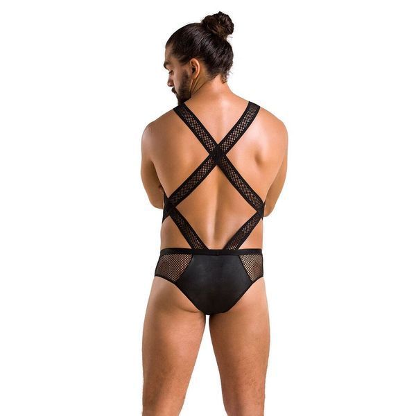Мужское эротическое сетчатое боди Passion 045 VICTOR XXL/XXXL Black, экокожа, сетка SO7608 фото
