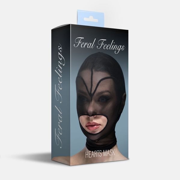Маска сердце сетка с открытым ртом Feral Feelings - Hearts Mask Black/Black SO9330 фото