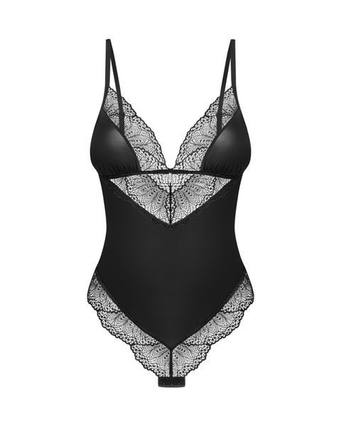 Тедді Obsessive Lobellis teddy, XS/S, чорне, ліф з м&rsquo;якою чашкою, відкрита спина, низ-стрінги SX1014 фото